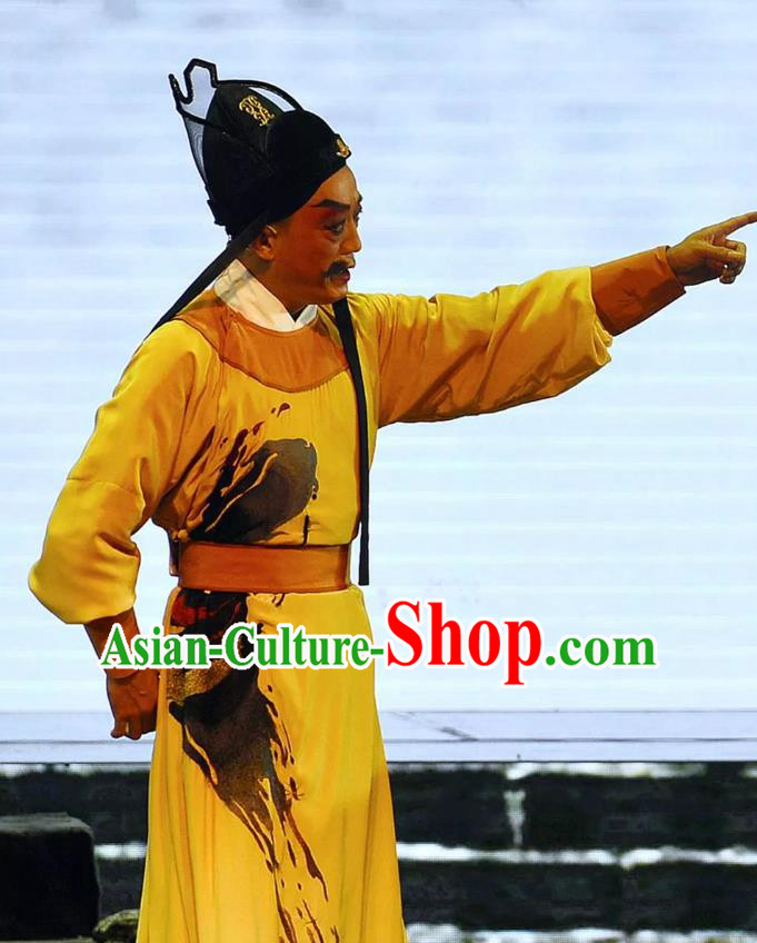 Chinese Huangmei Opera Martial Male Garment Taibai Drunk Costumes and Headwear An Hui Opera Swordsman Apparels Clothing