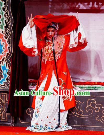 Chinese Shaoxing Opera Young Lady Wedding Dress The Jade Hairpin Yue Opera Garment Costumes Female Li Xiuying Apparels and Headpieces