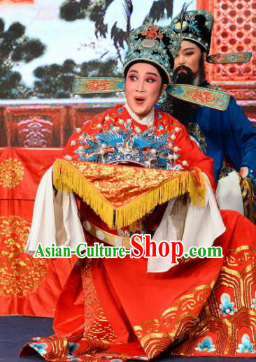 Chinese Classical Shaoxing Opera Number One Scholar The Jade Hairpin Wang Yulin Costumes Garment Yue Opera Apparels Young Male Garment and Hat