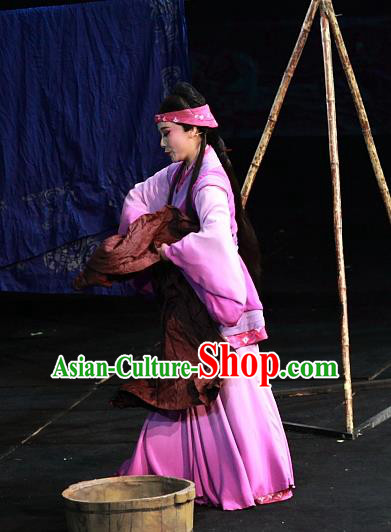 Chinese Huangmei Opera Young Lady Garment Costumes and Headpieces Xiao Qiao Chu Jia Traditional Anhui Opera Actress Diva Dress Apparels