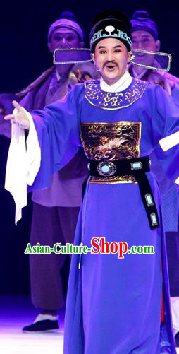 Chinese Huangmei Opera Magistrate Censor Lady Costumes and Headwear An Hui Opera Elderly Male Apparels Official Clothing