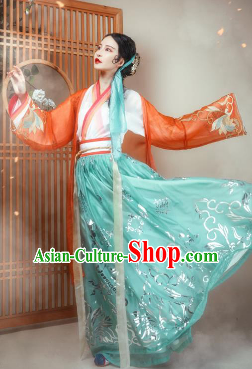 Ancient Chinese Song Dynasty Young Lady Apparels Traditional Women Hanfu Dress Historical Costumes