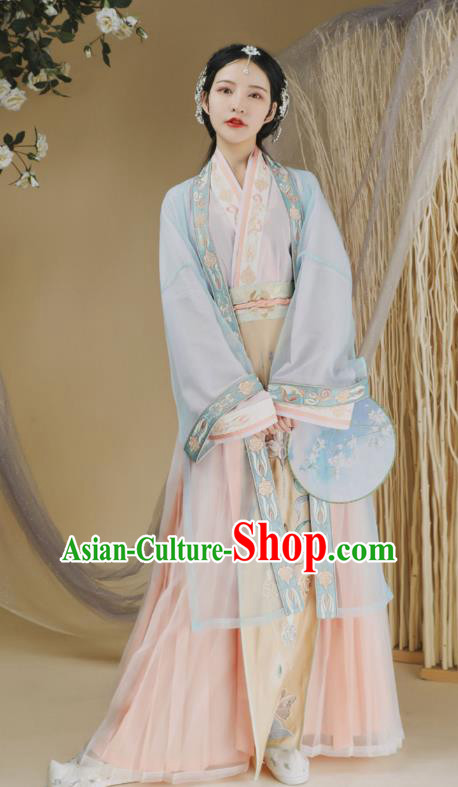 Ancient Chinese Traditional Women Hanfu Dress Young Lady Apparels Song Dynasty Historical Costumes Complete Set