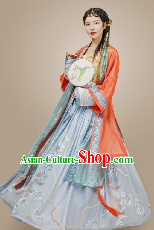 Chinese Song Dynasty Patrician Female Historical Costumes Ancient Young Lady Hanfu Dress Traditional Woman Apparels Complete Set