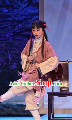 Chinese Huangmei Opera Wa Wa Sheng Costumes and Headwear Xi Mu Dan An Hui Opera Young Boy Apparels Clothing