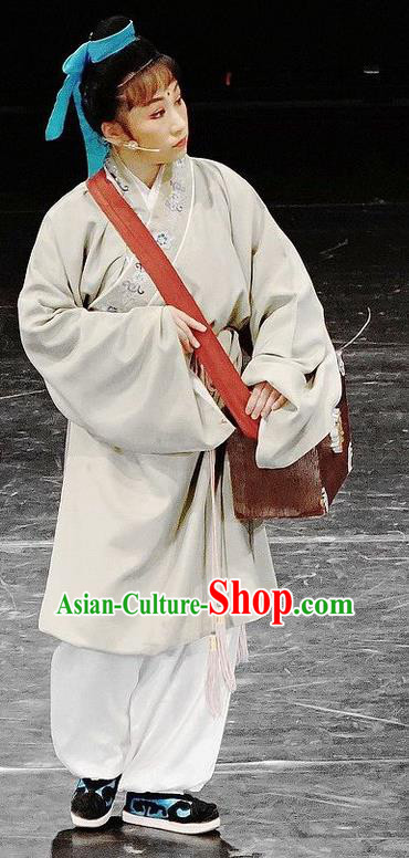 Chinese Huangmei Opera Livehand Costumes and Headwear Xi Mu Dan An Hui Opera Wa Wa Sheng Apparels Clothing