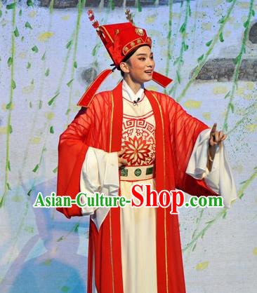 Chinese Huangmei Opera Scholar Costumes and Headwear Chun Jiang Yue An Hui Opera Xiaosheng Apparels Niche Clothing