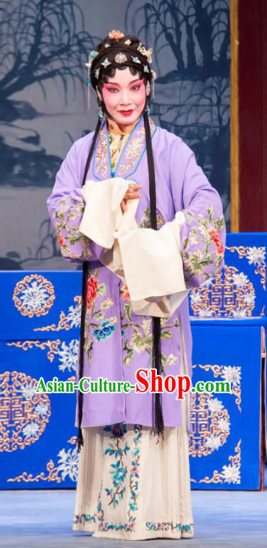 Chinese Ping Opera Young Female Rou Niang Costumes Apparels and Headpieces Traditional Pingju Opera Geng Niang Actress Dress Garment