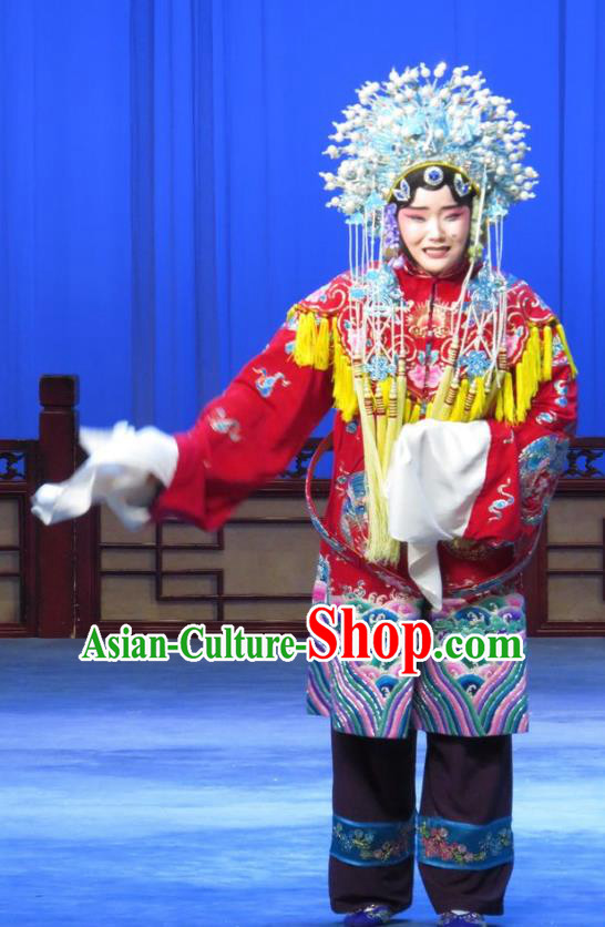 Chinese Ping Opera Young Woman Zhu Hen Ji Apparels Costumes and Headdress Traditional Pingju Opera Female Dress Garment