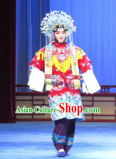 Chinese Ping Opera Young Woman Zhu Hen Ji Apparels Costumes and Headdress Traditional Pingju Opera Female Dress Garment