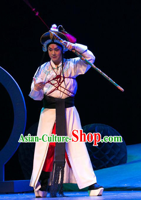 Dream of Red Mansions Chinese Huangmei Opera Takefu Costumes and Headwear Chun Jiang Yue An Hui Opera Martial Male Apparels Clothing