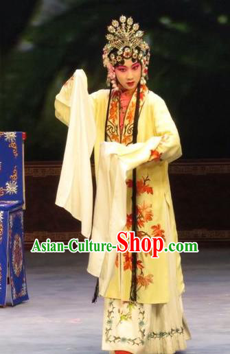 Chinese Ping Opera Young Female Diva Wang Sanqiao Apparels Costumes and Headdress Zhen Zhu Shan Traditional Pingju Opera Hua Tan Dress Garment