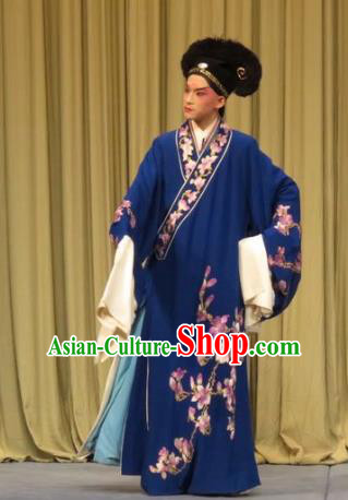 Zhen Zhu Shan Chinese Ping Opera Xiaosheng Costumes and Headwear Pingju Opera Merchant Apparels Young Male Chen Dalang Clothing