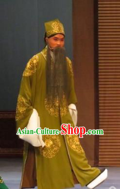 Zhen Zhu Shan Chinese Ping Opera Old Man Costumes and Headwear Pingju Opera Laosheng Apparels Elderly Male Clothing