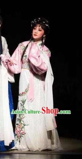 Dream of the Red Chamber Chinese Shaoxing Opera Young Lady Dress Apparels Yue Opera Costumes You Sanjie Garment and Hair Jewelry