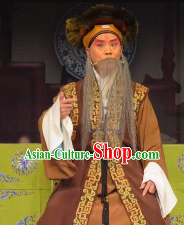 Chinese Ping Opera Elderly Man Costumes and Headwear Yu Gong Case Pingju Opera Laosheng Apparels Clothing
