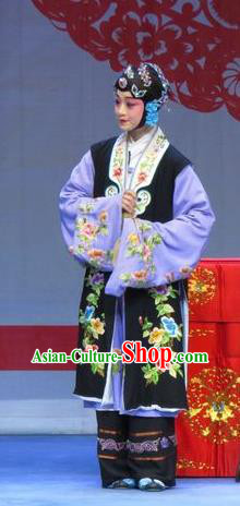 Chinese Ping Opera Young Lady Li Fengying Garment Costumes and Headdress Jie Nv Qiao Pei Traditional Pingju Opera Dan Dress Apparels