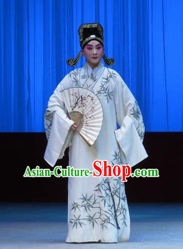 Liu Ling Drunk Chinese Ping Opera Xiaosheng Costumes and Headwear Pingju Opera Scholar Apparels Young Male Clothing
