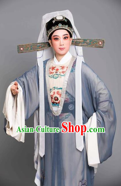 Chinese Yue Opera Scholar Apparels The Story of Hairpin Wang Shipeng Garment and Headwear Shaoxing Opera Niche Embroidered Costumes