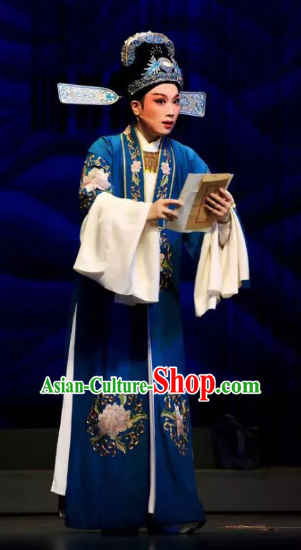Chinese Yue Opera Xiao Sheng Scholar Apparels The Story of Hairpin Wang Shipeng Garment and Headwear Shaoxing Opera Costumes