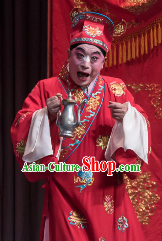 Geng Niang Chinese Ping Opera Clown Male Costumes and Headwear Pingju Opera Robber Wang Shiba Apparels Clothing