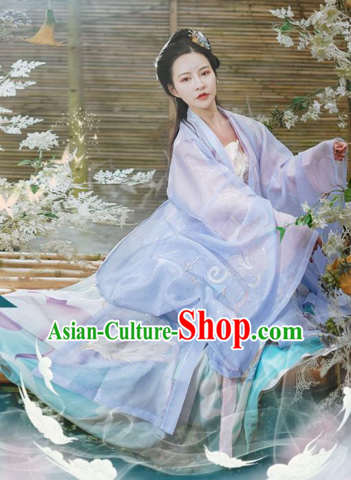 Chinese Traditional Ancient Song Dynasty Apparels Historical Costumes Goddess Patrician Lady Hanfu Dress