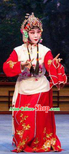 Chinese Ping Opera Young Lady Cha Ping Ji Apparels Costumes and Headpieces Traditional Pingju Opera Xiaodan Maidservant Chun Hong Dress Garment