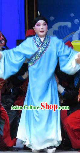 Xie Yaohuan Chinese Ping Opera Scholar Costumes and Headwear Pingju Opera Xiaosheng Blue Robe Apparels Clothing