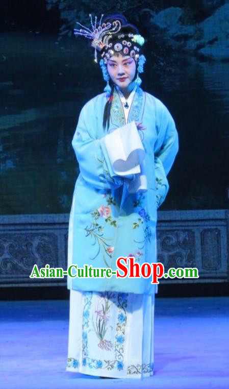 Chinese Ping Opera Xie Yaohuan Young Female Apparels Costumes and Headpieces Traditional Pingju Opera Diva Dress Garment