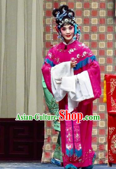 Chinese Ping Opera Rich Lady Costumes Yu He Qiao Apparels and Headpieces Traditional Pingju Opera Actress Dress Patrician Female Ke Baozhu Garment