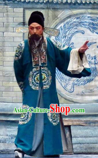 Yu He Qiao Chinese Ping Opera Landlord Costumes and Headwear Pingju Opera Elderly Male Apparels Clothing