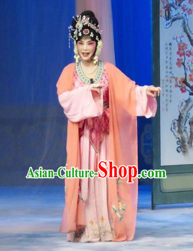 Chinese Ping Opera Young Female Liu Hua Costumes The Wrong Red Silk Apparels and Headpieces Traditional Pingju Opera Diva Dress Garment