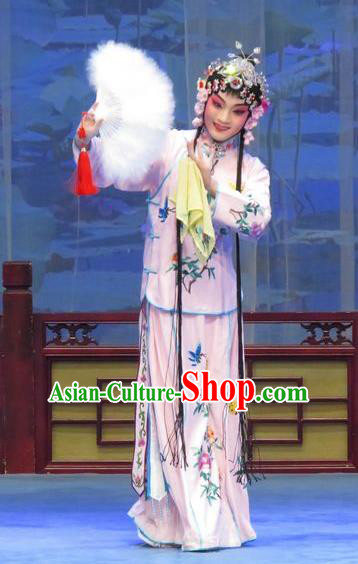 Chinese Ping Opera Young Female Costumes Flower a Matchmaker Apparels and Headpieces Traditional Pingju Opera Dress Diva Li Yue E Garment