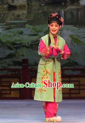 Chinese Ping Opera Xiaodan Apparels Costumes and Headpieces Nao Yan Fu Traditional Pingju Opera Servant Girl Dress Garment