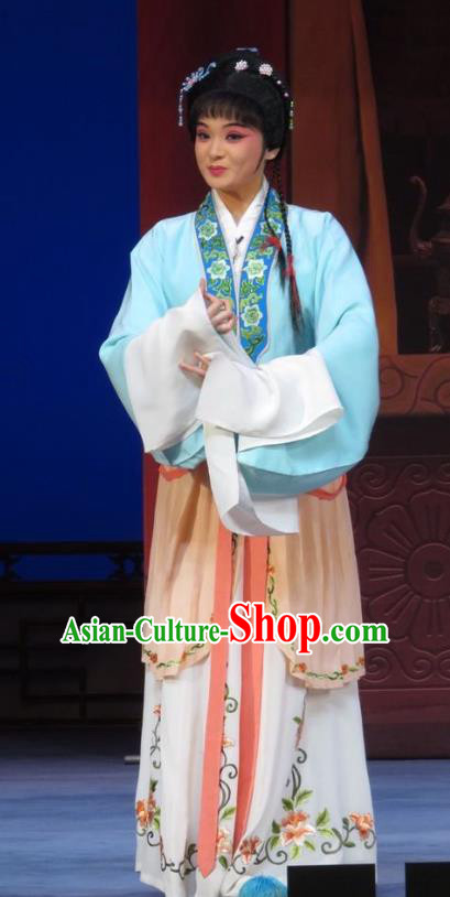Chinese Ping Opera Young Female Liu Huiniang Apparels Costumes and Headpieces Yuan Yang Pu Traditional Pingju Opera Diva Dress Garment