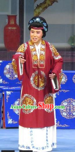 Chinese Ping Opera Laodan Elderly Female Apparels Costumes and Headdress Yuan Yang Pu Traditional Pingju Opera Dame Dress Garment