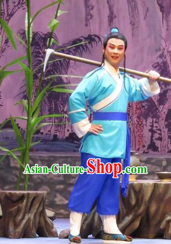 Legend of Love Chinese Ping Opera Farmer Costumes and Headwear Pingju Opera Xiaosheng Apparels Clothing