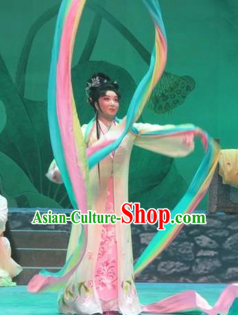 Chinese Ping Opera Young Lady Apparels Costumes and Headpieces Legend of Love Traditional Pingju Opera Dress Diva Goddess Garment
