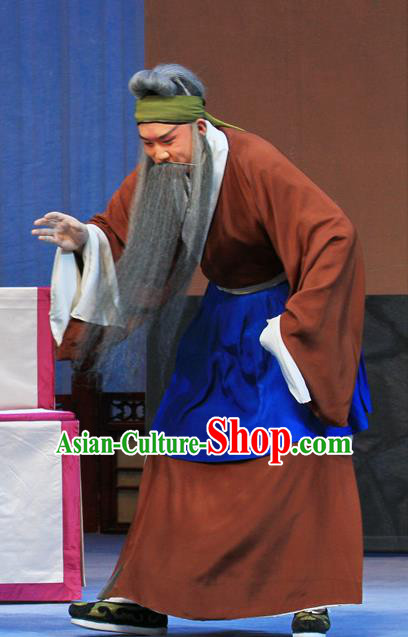 Linjiang Post Chinese Ping Opera Laosheng Costumes and Headwear Pingju Opera Elderly Male Apparels Fisherman Cui Wenyuan Clothing