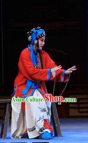 Chinese Ping Opera Tsing Yi Apparels Costumes and Headpieces Linjiang Post Traditional Pingju Opera Female Prisoner Zhang Cuilan Dress Garment