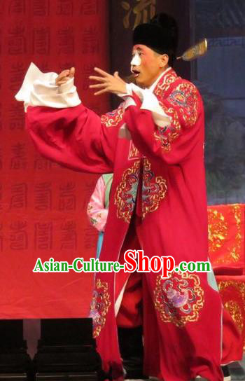 Remember Back to the Cup Chinese Ping Opera Clown Male Zhao Ang Costumes and Headwear Pingju Opera Wedding Apparels Clothing