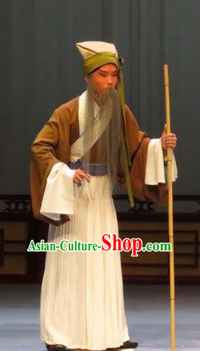 Li Xianglian Selling Paintings Chinese Ping Opera Old Man Costumes and Headwear Pingju Opera Elderly Male Apparels Clothing