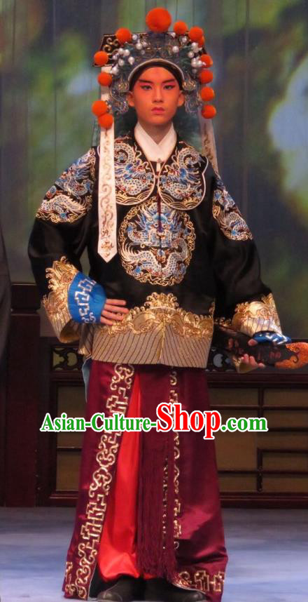 Li Xianglian Selling Paintings Chinese Ping Opera Martial Man Costumes and Headwear Pingju Opera Bodyguard Apparels Clothing