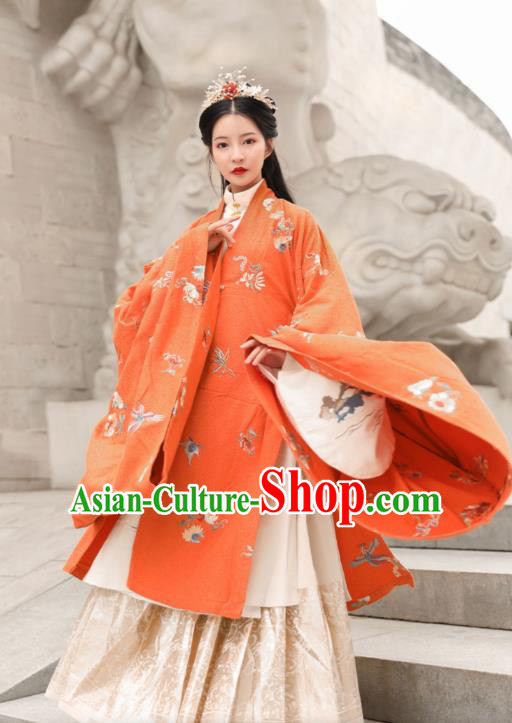 Chinese Traditional Ming Dynasty Noble Female Historical Costumes Ancient Court Princess Embroidered Hanfu Dress Apparels for Women