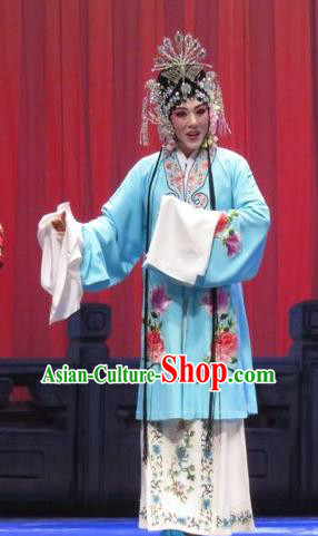 Chinese Ping Opera Diva Costumes Apparels and Headpieces Yang Bajie You Chun Traditional Pingju Opera Young Lady Dress Hua Tan Garment