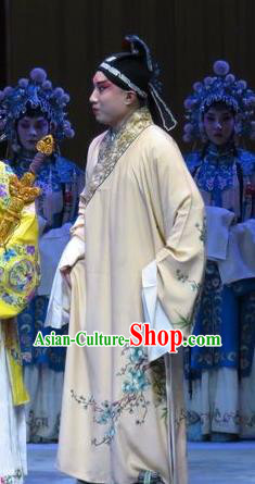 San Kan Yu Mei Chinese Ping Opera Scholar Feng Jiajin Costumes and Headwear Pingju Opera Xiaosheng Young Male Apparels Clothing
