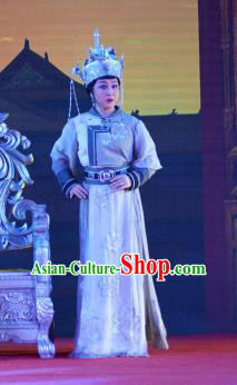 Chinese Ping Opera Empress Costumes Apparels and Headdress Xiaozhuang Changge Traditional Pingju Opera Diva Dress Queen Garment