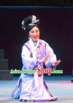 Chinese Ping Opera Qing Dynasty Court Maid Costumes Apparels and Headdress Xiaozhuang Changge Traditional Pingju Opera Palace Lady Dress Garment