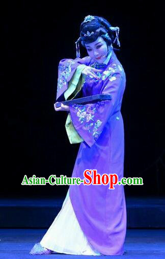 Chinese Ping Opera Qing Dynasty Hostess Costumes Apparels and Headdress Ji Yin Chuan Qi Traditional Pingju Opera Widow Leng Yuefang Dress Young Female Garment