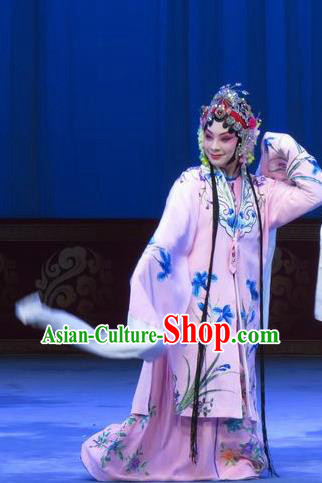 Chinese Ping Opera Actress Costumes Apparels and Headpieces The Beautiful Courtesan Traditional Pingju Opera Hua Tan Pink Dress Diva Du Shiniang Garment